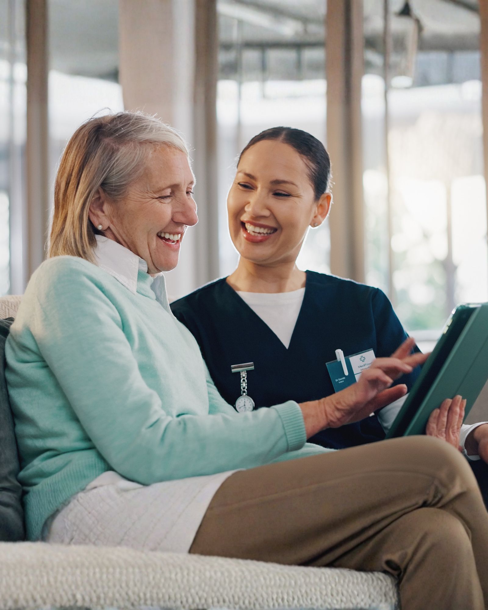 Patient and clinician talking together