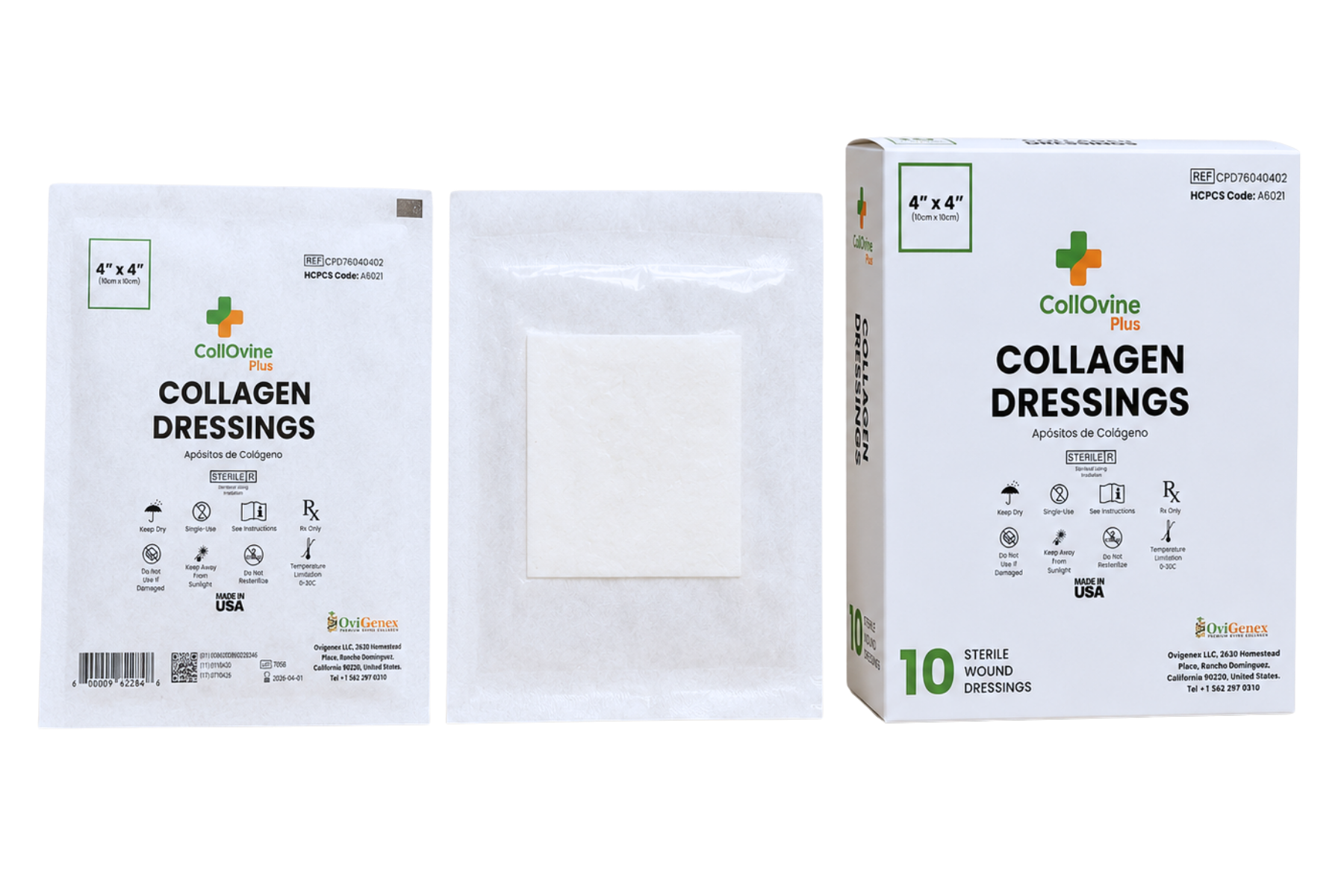 CollOvine™ Wound Dressing 4" × 4"